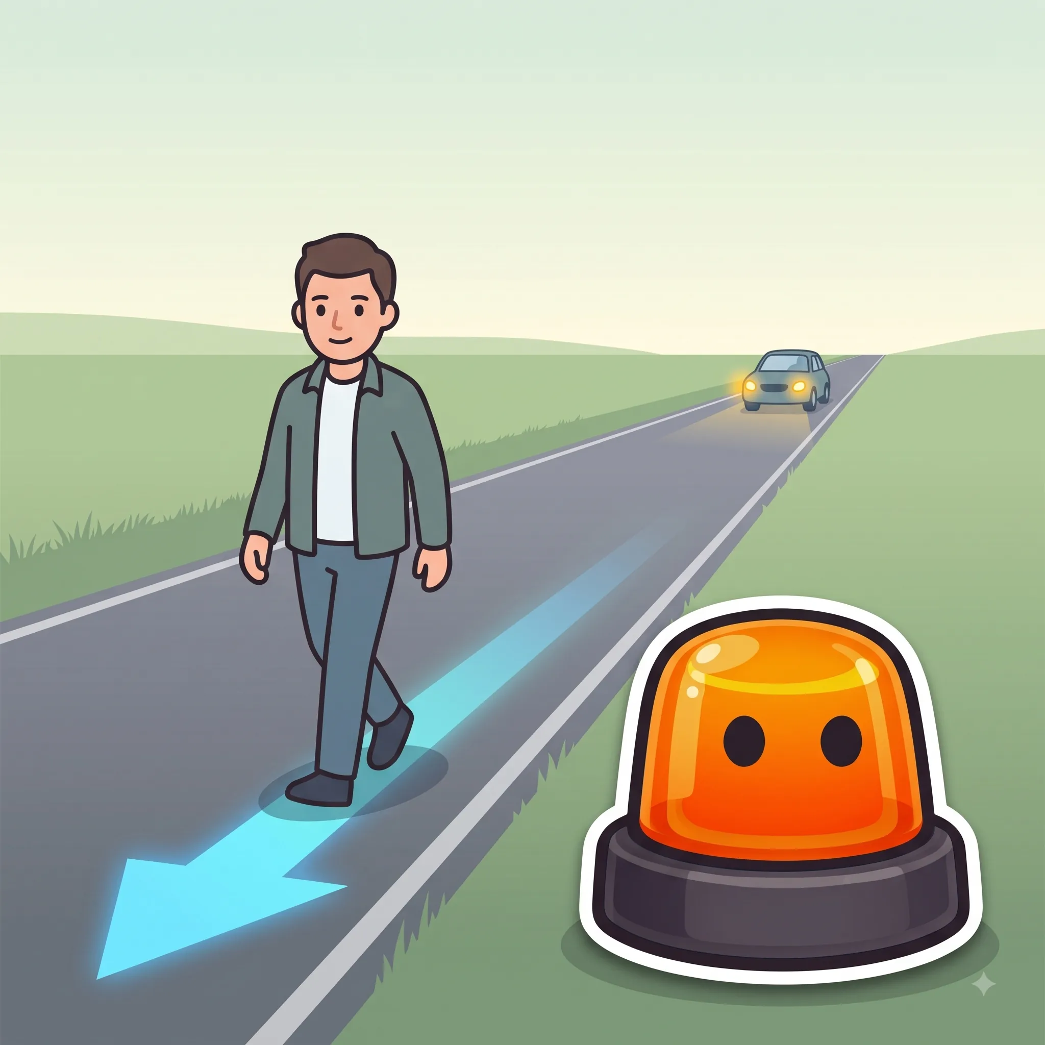 Bali junto a un peatón caminando por la izquierda de una carretera sin acera